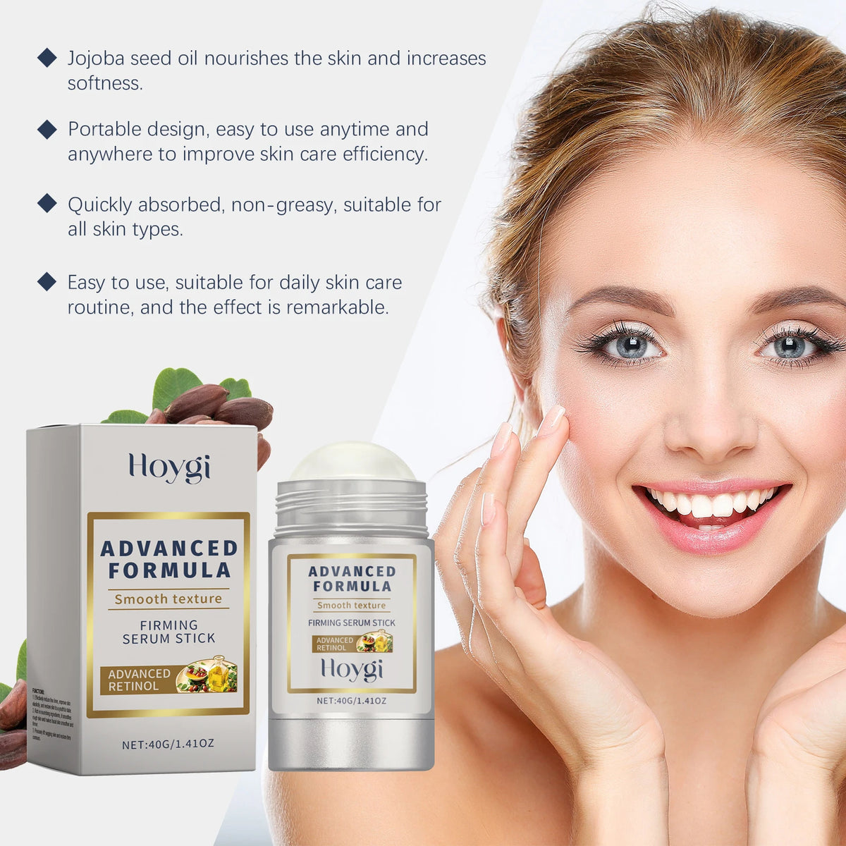40G Retinol Renewal Stick Wrinkle Smoothing and Night Repair Niacinamide+Hyaluron Portable Solid Serum for Face Neck