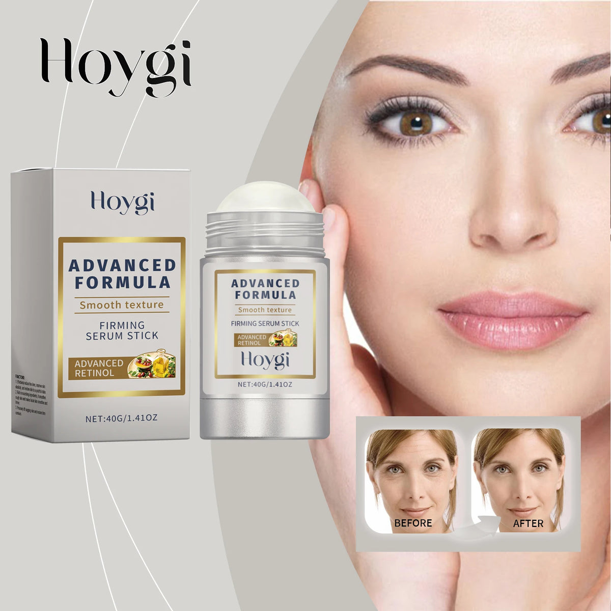40G Retinol Renewal Stick Wrinkle Smoothing and Night Repair Niacinamide+Hyaluron Portable Solid Serum for Face Neck